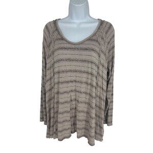 Torrid Womens Hacci Raw Seam Stripe Long Sleeve Scoop Neck Shirt Size 1X